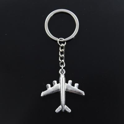 Hot Fashion Airplane Plane 38x38mm Pendant 30mm Key Ring Metal Chain Silver Color Men Car Gift Souvenirs Keychain