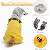 LIANZIMAU Waterproof Dog Raincoat 4 Legs with Leash Hook Reflective Adjustable Belly Strap Clear Hood Lightweight Polyester for Small Medium Large