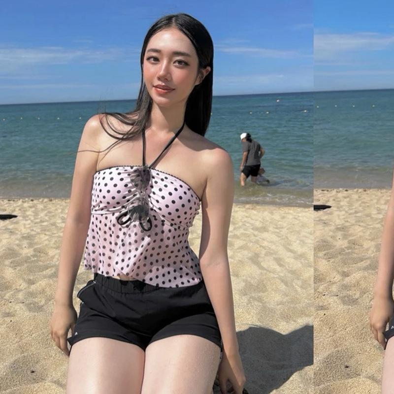 Women's Korean-Style High-Waisted One-Shoulder Halter Backless Slimming Bikini Swimsuit