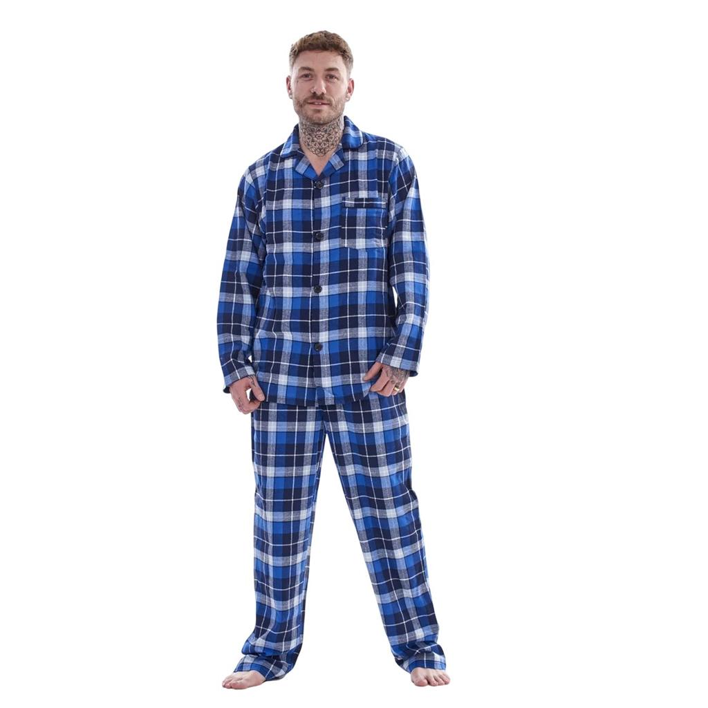 Keanu Mens Checked Brushed Long Pyjama Set