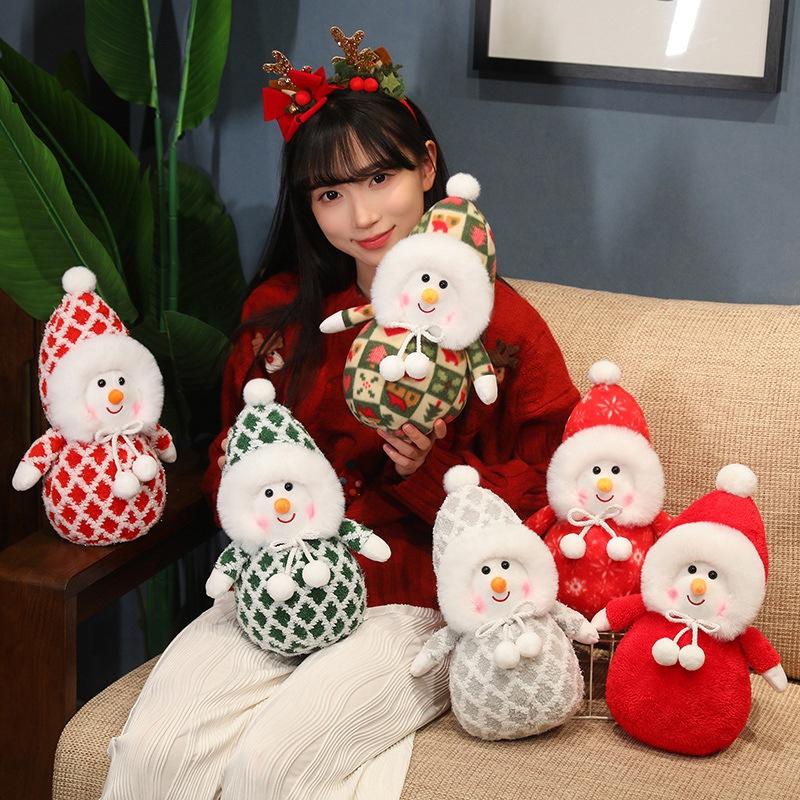Cute Christmas Decoration Doll White Snowman Doll Plush Toy Small Children's Rag Doll Christmas Gift