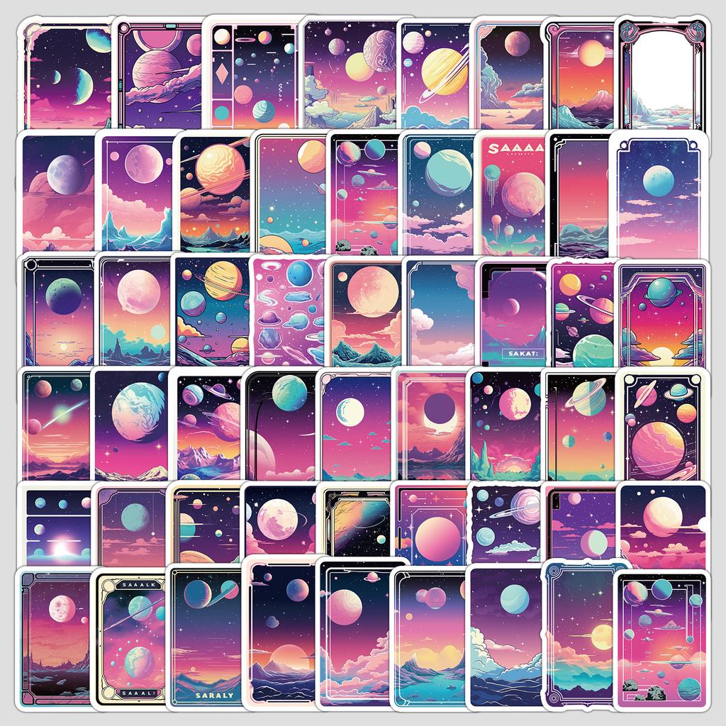 50 Cyber Planet Card Graffiti Stickers DIY Stationery Stickers Water Cup Computer Waterproof Decorative Stickers