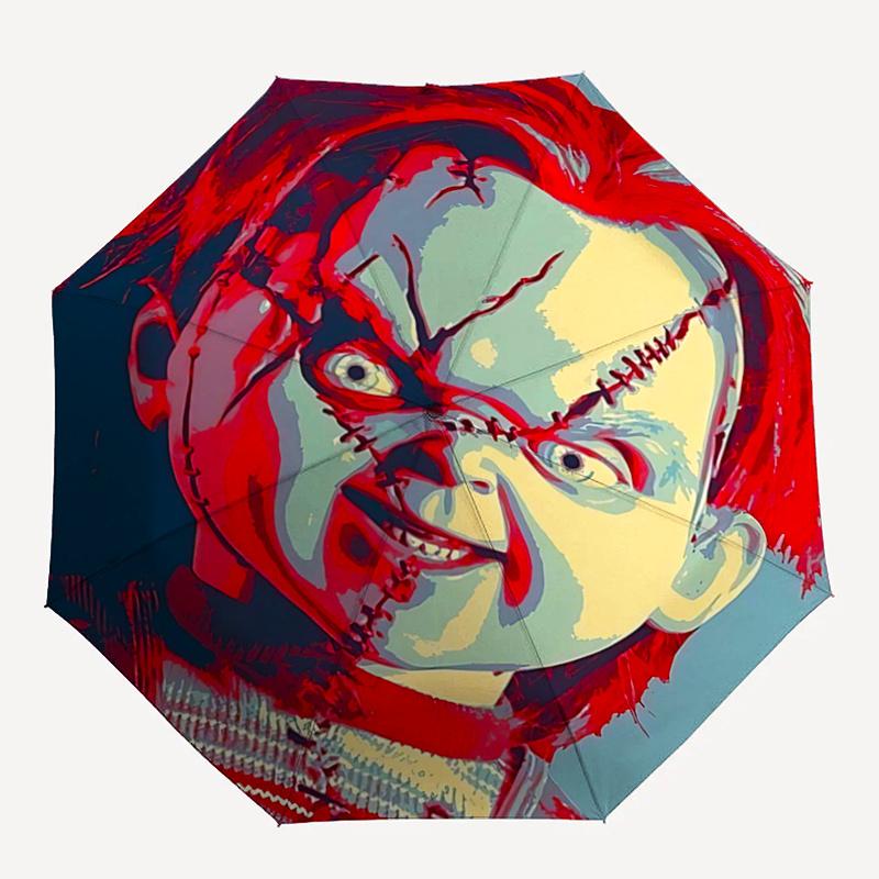 1pc Chucky Automatic Opening and Closing Folding - A Good Choice for Gifts, Fashionable and Convenient Umbrella With Cute Cartoon Characters, Dur
