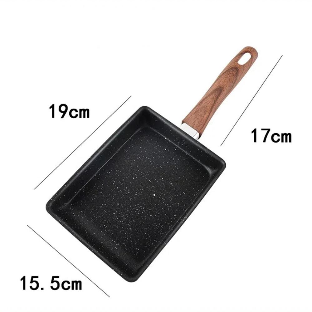 Mini Japanese Tamagoyaki Frying Pan Rectangle Wooden Handle Omelet Pan NonStick Kitchen Gadgets Breakfast Maker Cooking Tools