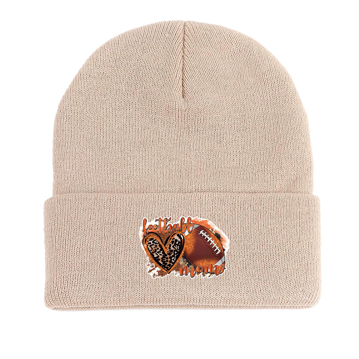 

Football Heart Warm Knitted Cap Beanie, football mom Skullies Beanies Soft Winter Solid Color Pompom Beanies Knit Hat Beanie as the picture бежевый