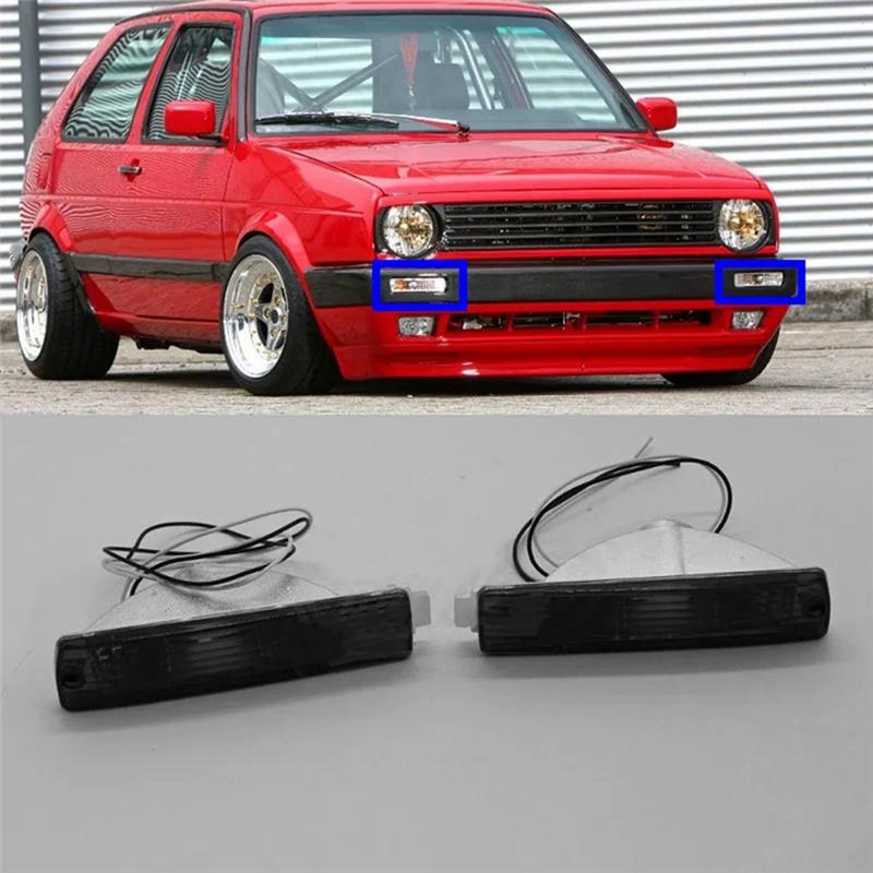 1 Pair For  VW Golf 2 MK2 Jetta 2 MK2 1980-1992 Front Turn Signal Bumper Indicator Light Lamp With Harness