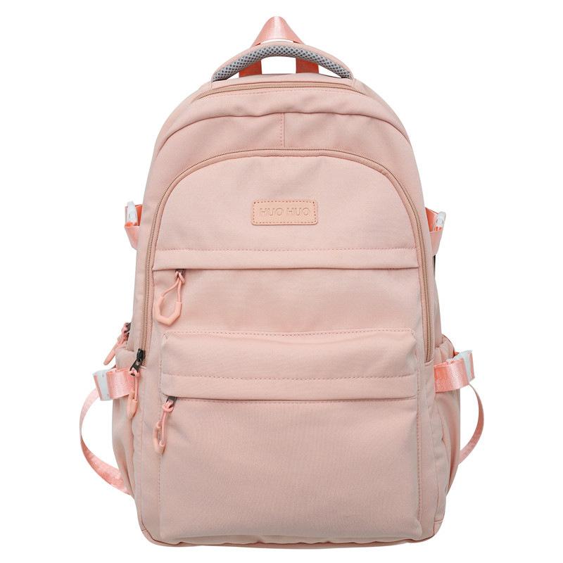 Large Capacity Solid Color Backpack for High School Students, Simple Black Travel Backpack for Middle School Students