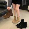 Retro Thick Heel Short Boots Women's 2025 New Autumn and Winter High Heels Square Head Korean Small Ankle Boots Elastic Thin Boots