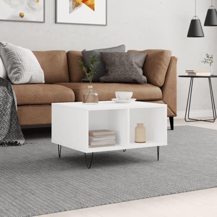 VidaXL Table basse Blanc 60x50x36,5 cm Bois d'ingénierie 830540