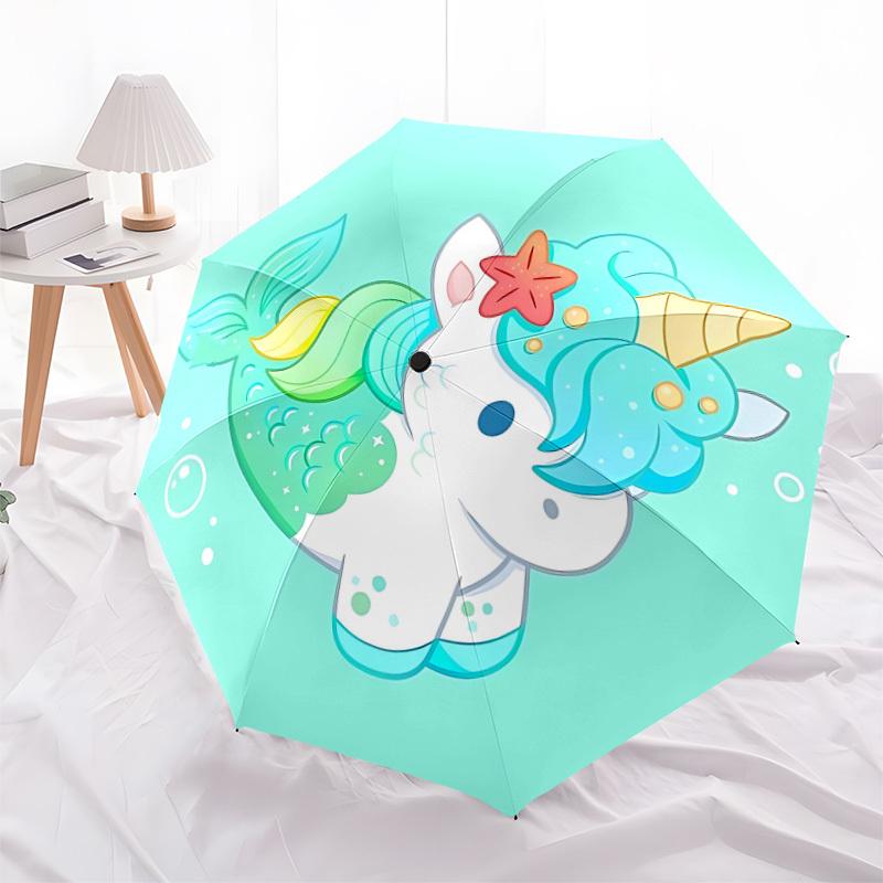 1pc Mermaid Unicorn Automatic Open/Close Umbrella, Folding Compact Umbrella with Lightweight Design for Women/Men yy251011050