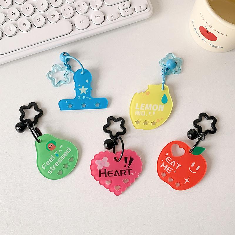 Cartoon Fruit Keychain Lemon Pear Apple Charm Pendant Diy Keyring Jewelry For Girl Women Gift Bag Decoration
