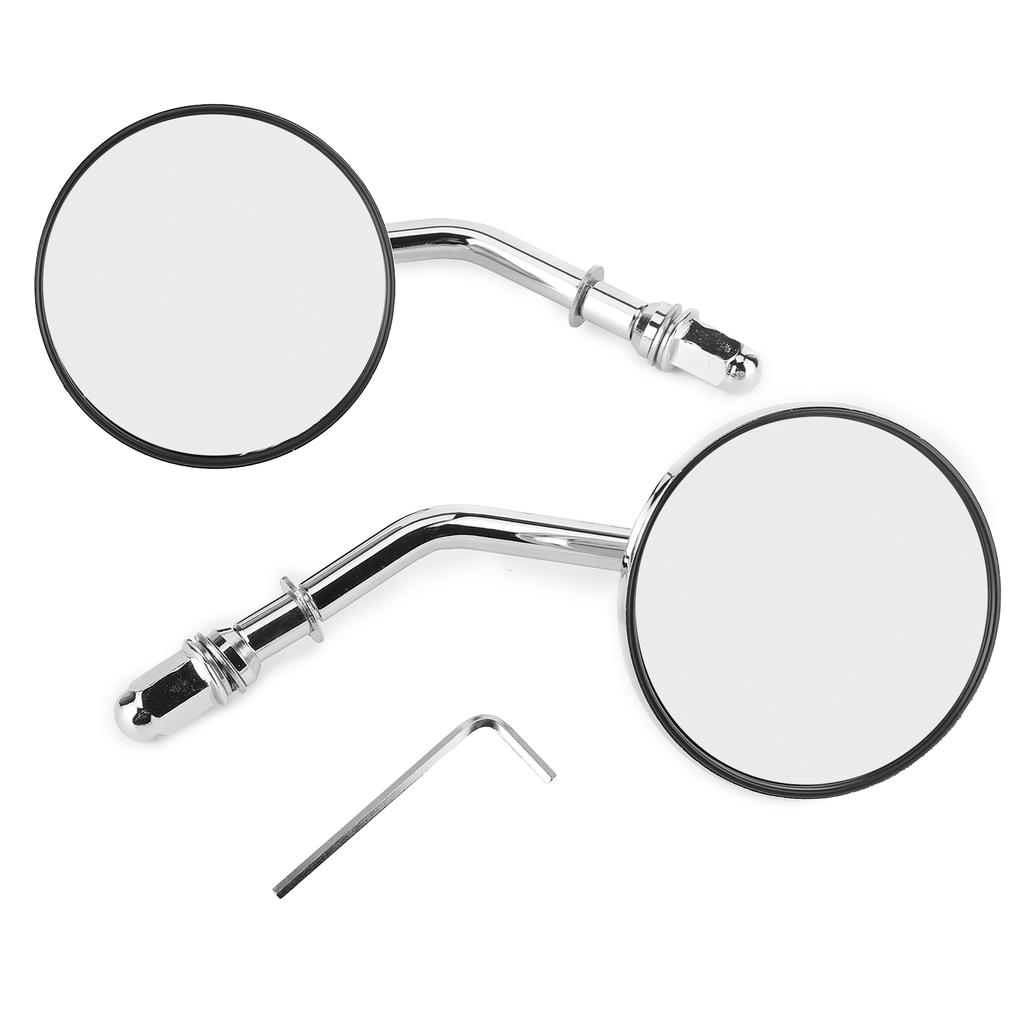 2pcs Motorcycle Handlebar Mirrors Rearview End Bar Foldable Round 360 degrees  Adjustable