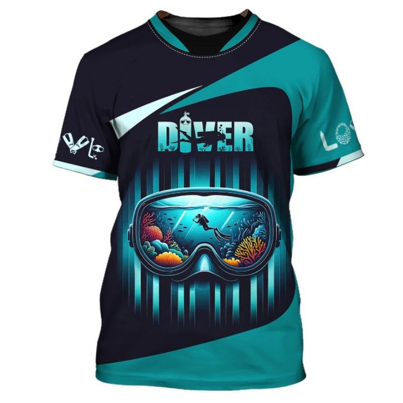 Ganzkörperdruck Tauch T-Shirt Für Männer Frauen Sommer Kurzarm Oversized T-Shirts Kleidung Herren Tauchclub T-Shirts