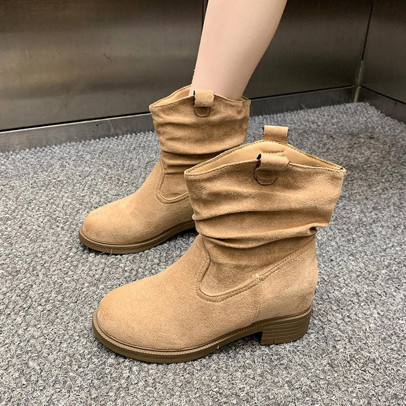 Short Boots Children's Coarse Heel Medium Tube Pile Boots Women's Summer 2025 New Autumn Merad Western Cowboy Martin Boots