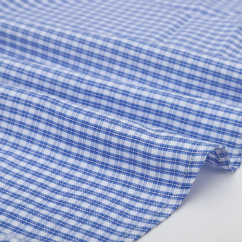 Stretch Men Dress Shirts Long Sleeve Regular Fit Office Plaid Striped