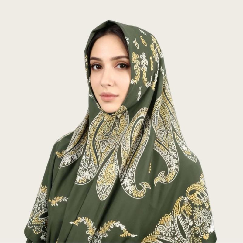 Premium Soft Velvet-Feel Stretch Cotton Square Scarf Digital Print Floral All Season UV Protection