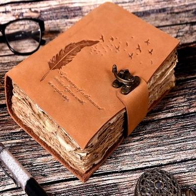 Journal en cuir gaufré de 17,78 cm avec papier recyclé fait main