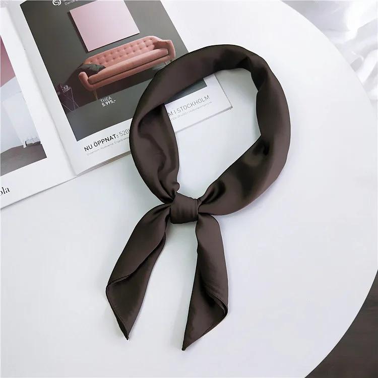 Fashion Solid Kerchief Women Head Scarf For Hair Pink Green White Silk Neck Scarfs Female 70Cm*70Cm Square Bandanas Lady Scarves