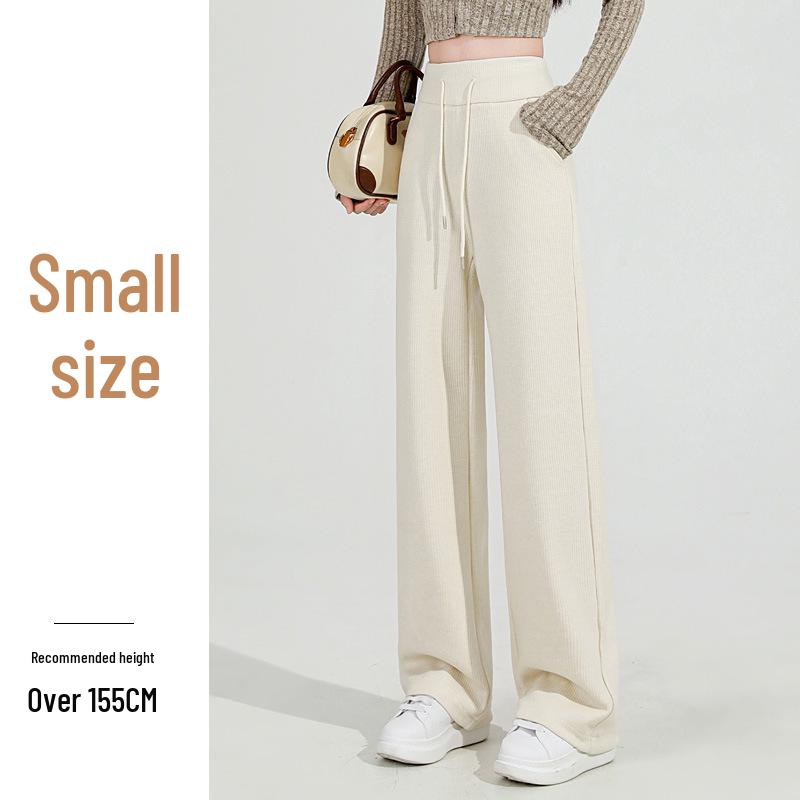 Kalhoty dámské s vysokým pasem a širokými nohavicemi v barvě mléčného čaje - Zeštíhlující a stylové pro podzim/zimu 2025