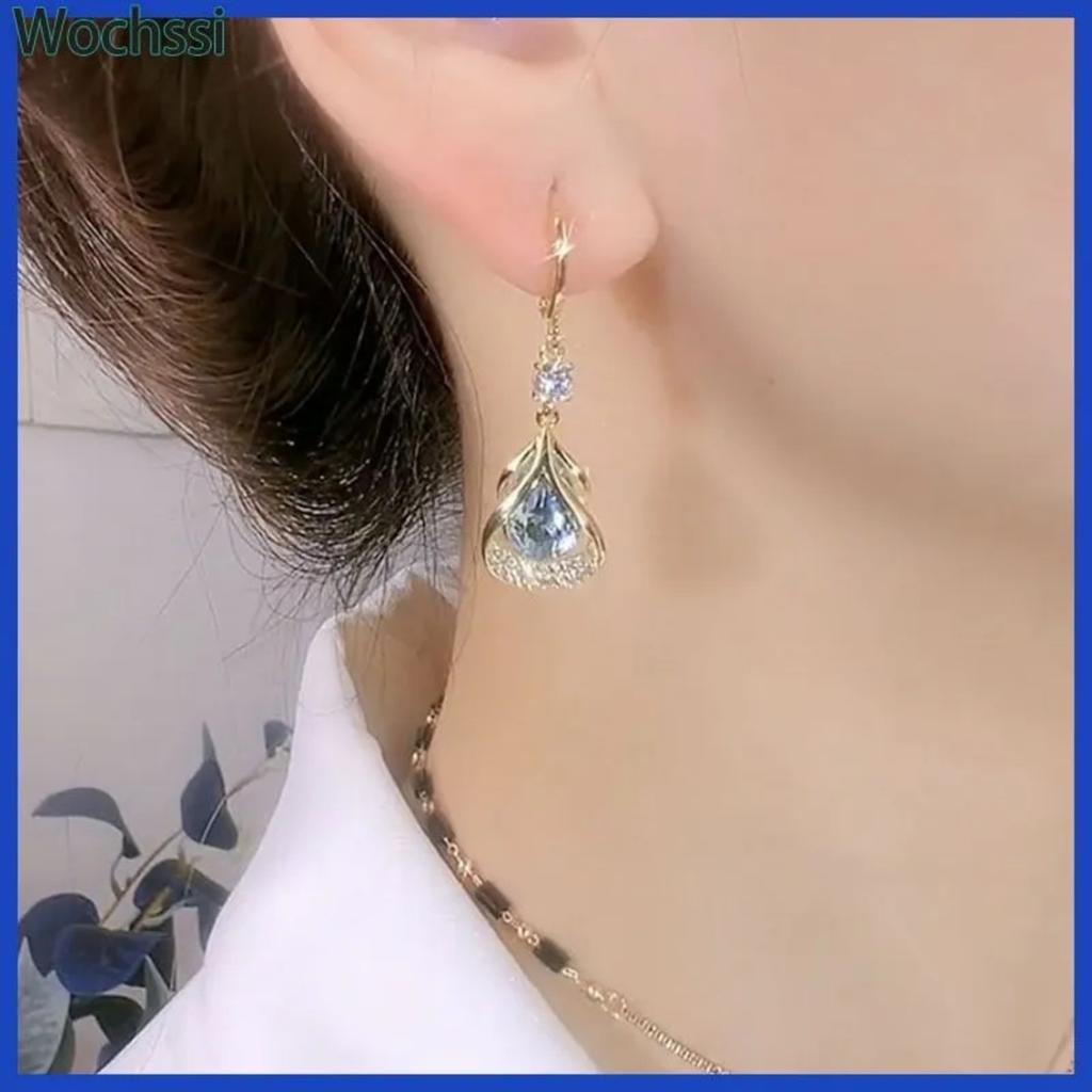 Needle Exquisite Small Micro-Inlaid Zircon Teardrop-Shaped Pearl Earrings For Women Fashionable Light Luxury Elegant Versatile Earrings