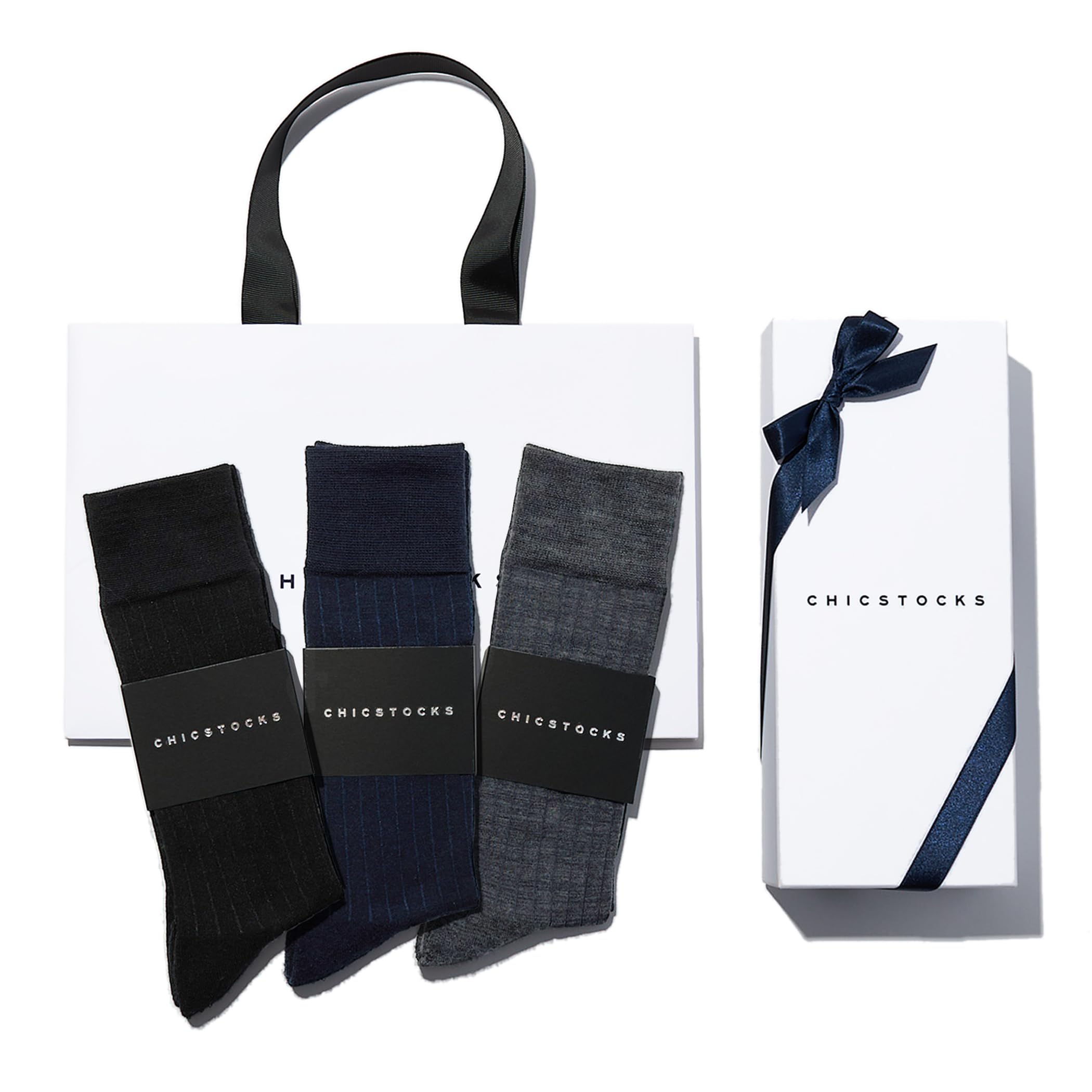 

Chic Stocks Socks Socks Knitted in Gift Birthday Gift Men Box of 3 Pairs Shop Bag Included Dress Rib [CHICSTOCKS] Official Мужские Женские