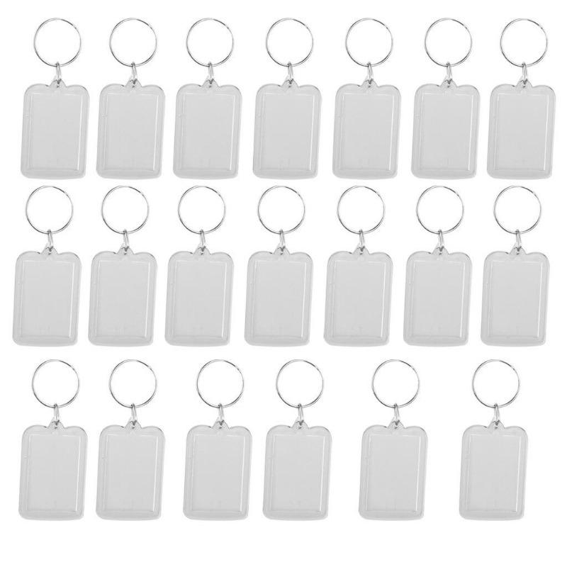 10Pieces Acrylic Blank Clear Keyrings Rectangle Photo Holder Keychain 38x25mm Bag Accessories.