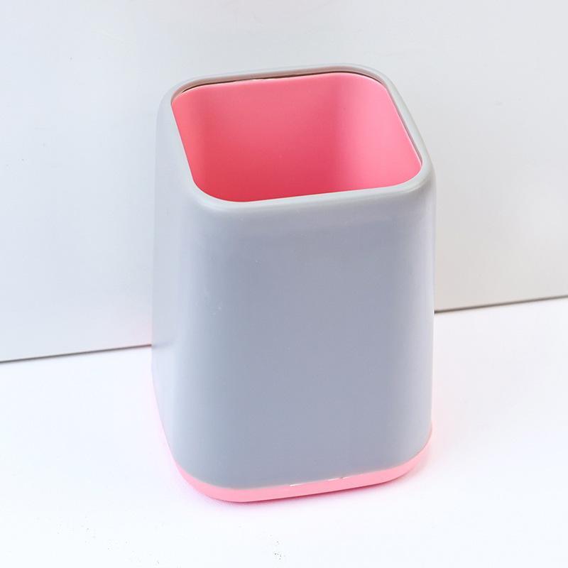 Kawaii Desktop Storage Organizer Simple Plastic Pen Holder Stationery Box for Home Office School Student Use