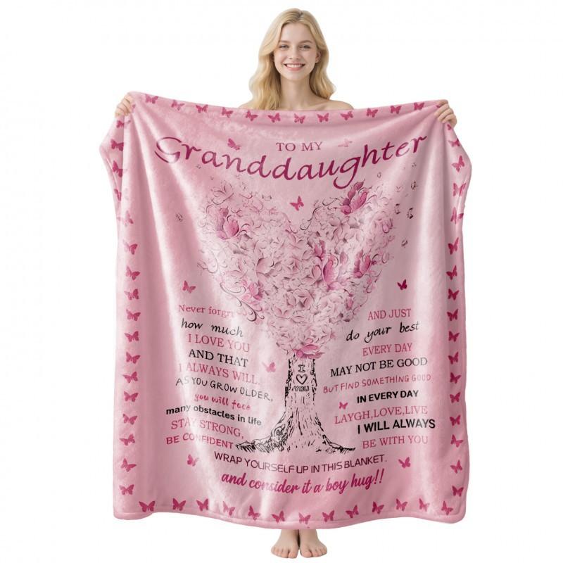 Soft Fleece Blanket With Customizable Gift Text Print Sofa Nap Or Air Conditioning Use