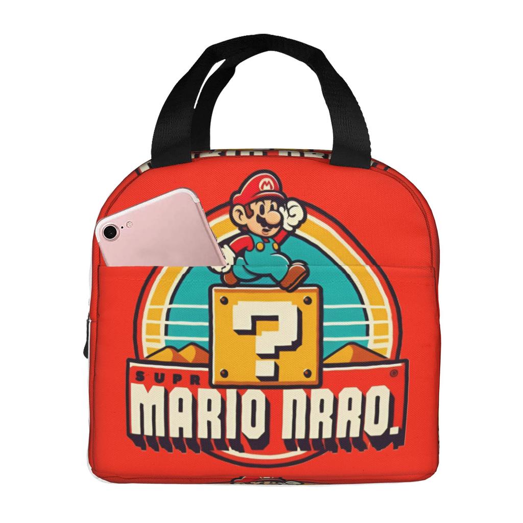 Custom M-Marioed Insulated Lunch Tote Bag for Women Men Cartoon Portable Thermal Cooler Food Lunch Box Outdoor Camping Travel