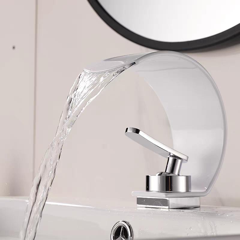 Luxury Brass Hot & Cold Waterfall Faucet for Bathroom Washbasins