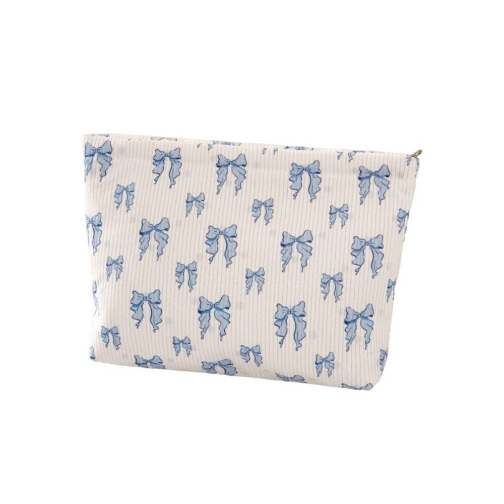 

Portable Corduroy Makeup Bag Large Capacity Multifunctional Cosmetic Bag Printed Design with Zipper Storage Bag Women