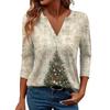Women's Casual Fashionable Sexy Comfortable V-Neck Christmas Three-Quarter Sleeve Top