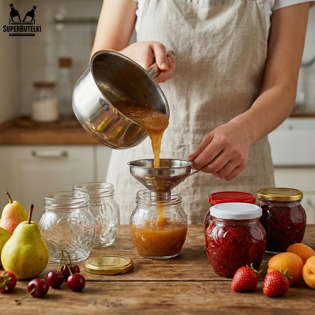 Stainless steel funnel for jars (wide stem opening) diameter 10.5 cm + handle