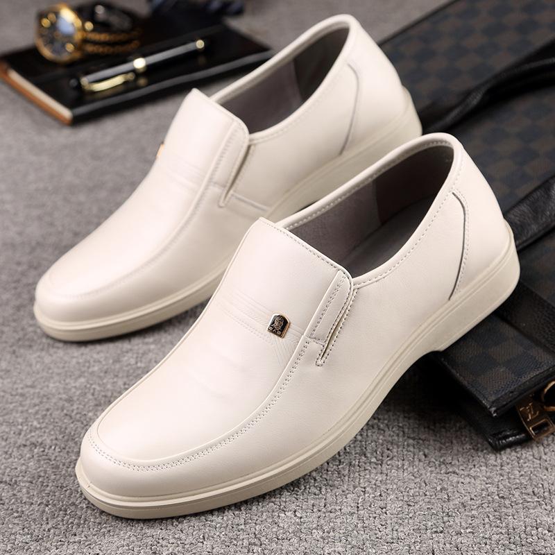 Old Man's Head Casual Leather Shoes Men's Summer Beige Breathable Single Shoes Business Breathable Leather Shoes Dad's Shoes