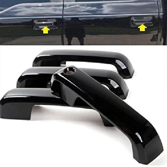 Glossy Black Painted Side Door Handle Covers Overlay No Smart Thumb Holes Designed for 2015-2020 F-150 F-250 F-350