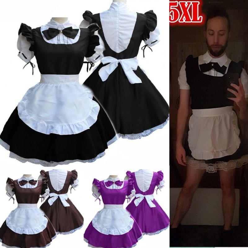 Damen Kurzarm Retro Dienstmädchenkleid mit süßem Puppenkragen und Prinzessinnen-Ästhetik