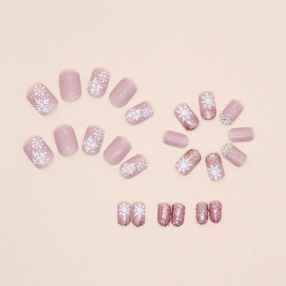 24Pcs/set Manicure Material Christmas False Nails Christmas Fake Nail Extension Nail Salon