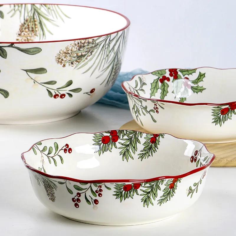 Fruchtschalen im amerikanischen Stil Heim Suppenschalen Irreguläre flache Schalen Kreative Keramik Tiefe Teller Unterglasurfarbige Schalen Können wiederverwendet werden