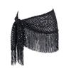 Sequins Tassel Triangle Hip Scarf Glitter Fringe Triangle Waist Wrap Scarf  Women Outfit