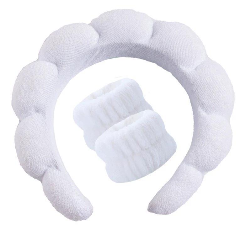 3pcs/lot women Sponge Spa Headband with Wristbands wrist wash band Ladies Wide Padded Headband Skin Care muñequeras skincare