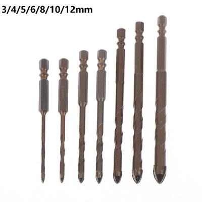 3-12Mm Hex Masonry Drill Bits Steel Metal Cross Drill Four-Flute Bits For Glass Cement Ceramic Concrete Wood Plastic