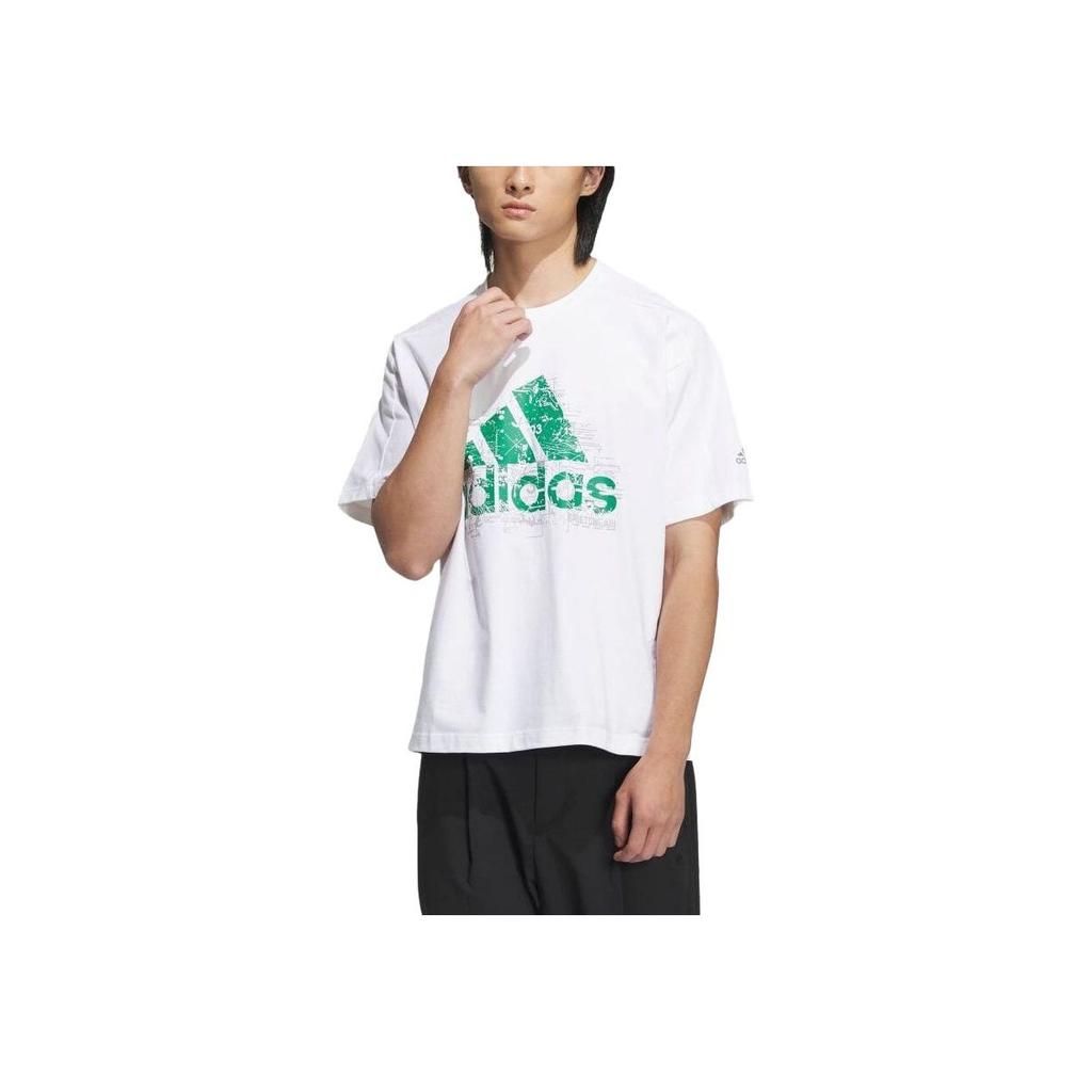 Adidas Logo Print Crew Neck T-Shirt Men Tops White IA9430
