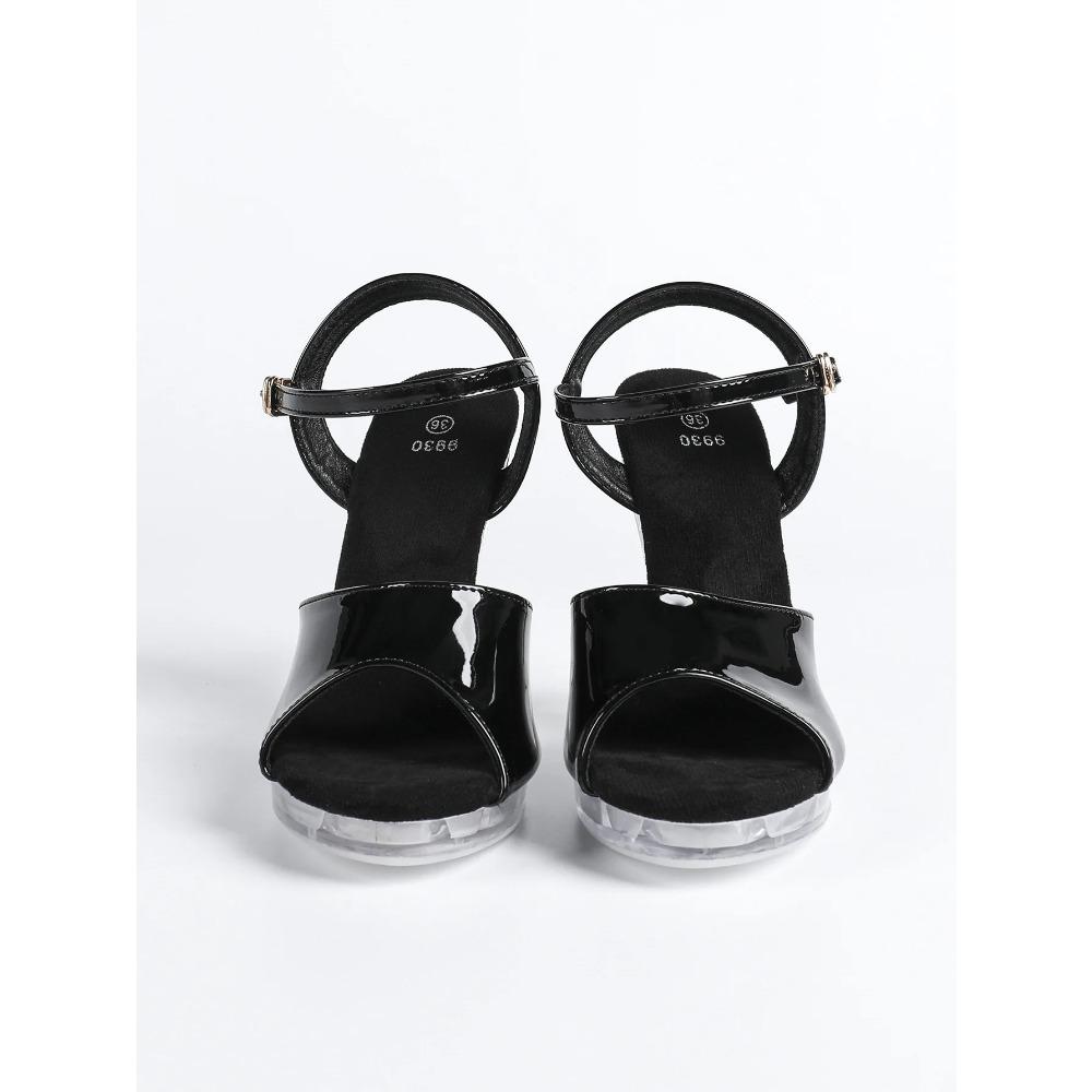 Wedge Heel Women's Summer New Sexy Crystal Transparent High Heels Glass Wedge Heel Patent Leather Sandals High Heels LFD-9930-5
