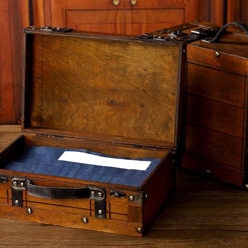 Vintage Trä Smyckesförvaringslåda Antika Stilar Handhållna Organiserare för Smycken och Heminredning Daglig Casual Användning