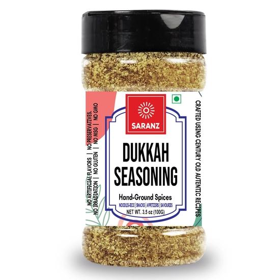 SARANZ Exotic Dukkah Spice Mix | 100% Natural Authentic Indian Spice | Flavorful Spice Mix | Flavorful Seasoning Blend | (100 Grams Sprinkler Jar)