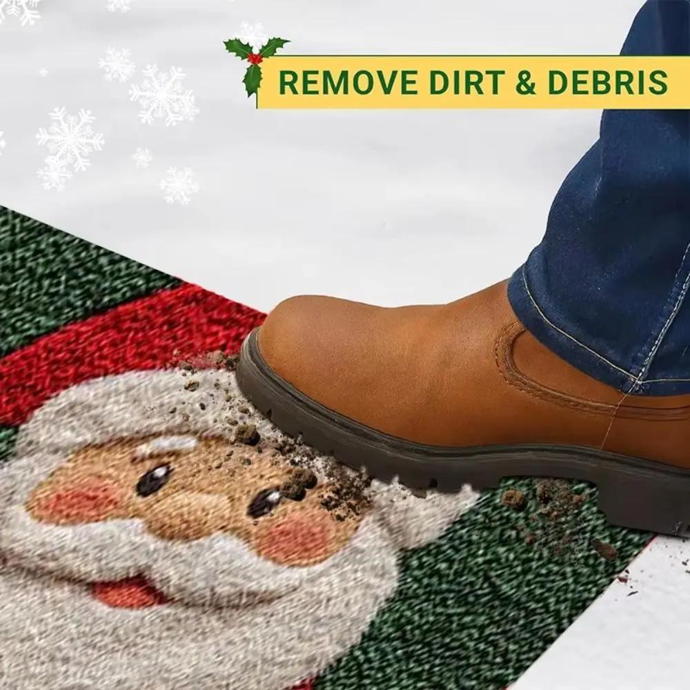 Water-absorbing Christmas Door Mat Gingerbread Man Pattern Santa Claus Design Bathroom Mat Christmas Decor Foot Mat