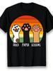Rock Paper Scissors Game Kitten Lover Animal Paws Cat TShirt Round Neck Short Sleeve Tshirt Conventi