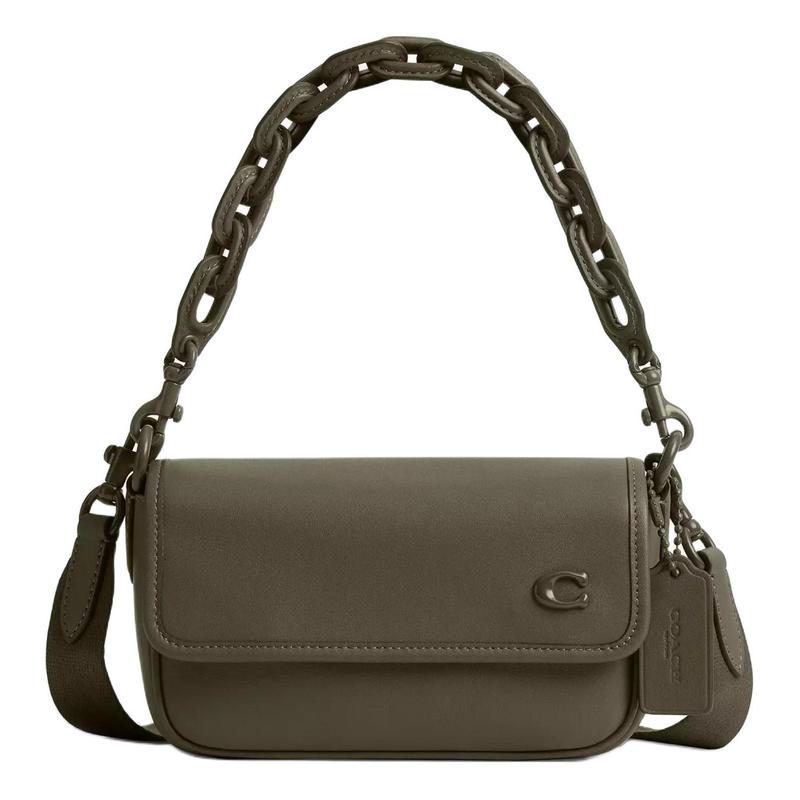 

COACH Charter 18 Magnetic snap interior multi-function pocket Glove-tanned leather Hand-held crossbody shoulder bag Small Men s Green зелений