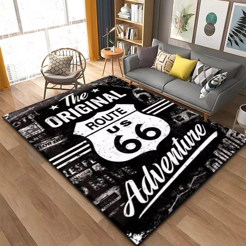 Historic Route 66 Pattern Rug Large Carpet Area for Living Room Kids Bedroom Sofa Kitchen Doormat Decor Child Non-slip Floor Mat