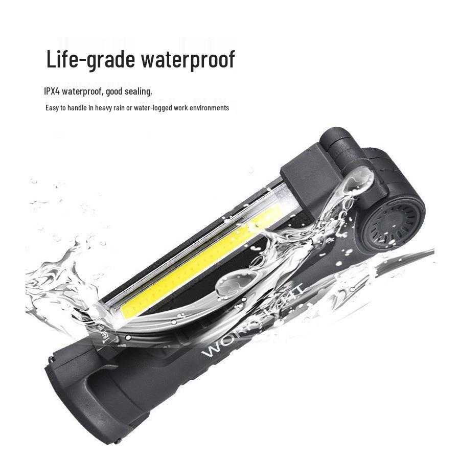 360° Folding Magnetic COB Handheld Work Light with Multi-functional Red Warning Light